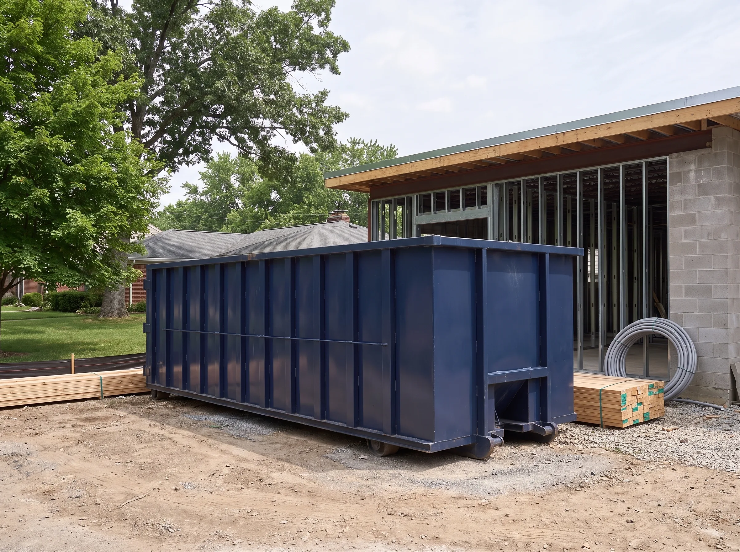Roll-off dumpster being loaded in Cincinnati, OH