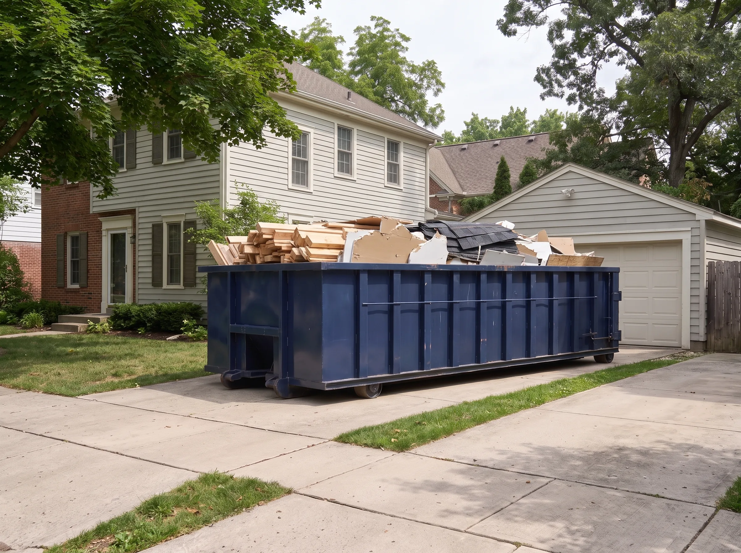 Roll-off dumpster being loaded in Hamilton County, OH